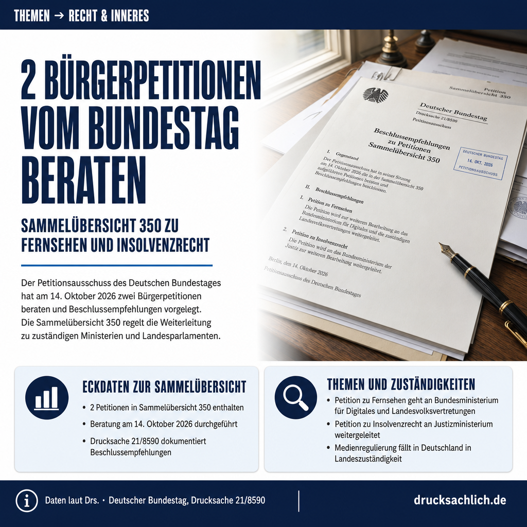 Petitionsausschuss: Sammelübersicht 350 zu Petitionen
